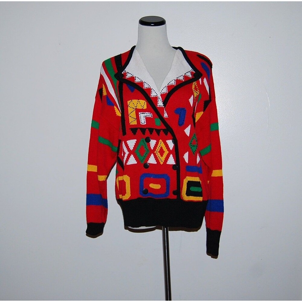 Vintage Sweater Red Aztec,  Hipster,  Retro Santoria